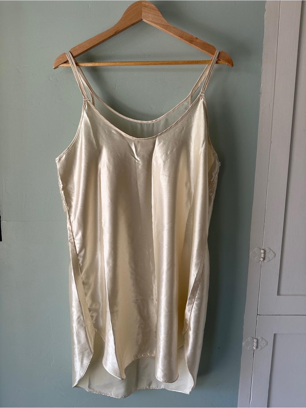Cream Satin Embroidered Slip Chemise - Picture 6 of 6